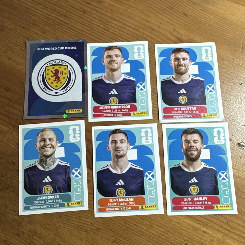 Panini FIFA World Cup 2026 Scotland 11 Sticker Lot SCO 1/6/8/10/16/18